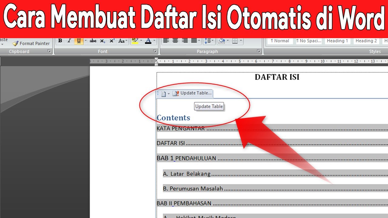 Cara Membuat Daftar Isi di Word 2010